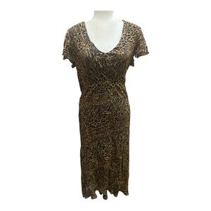 A.M.I. Leopard Print Vintage 90s/Y2k Maxi Dress Size XL Grunge Twee Shift Dress
